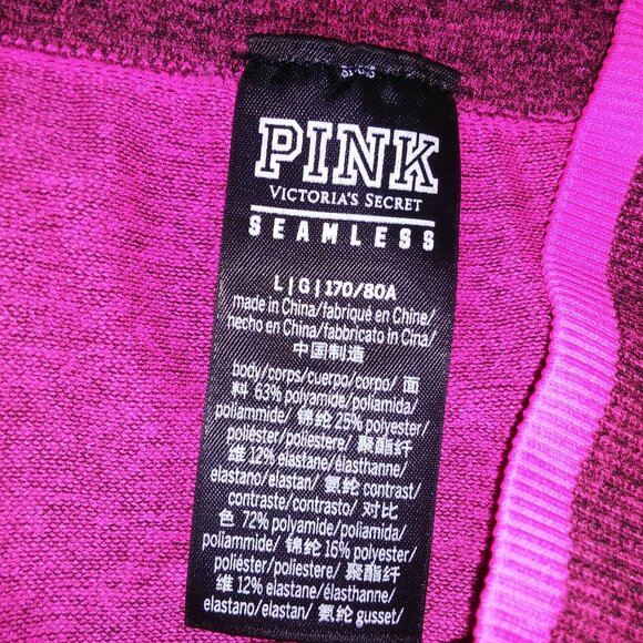 Victoria Secret PINK Leggings Large Seamless Pink Black Stretch Pants Skinny Pre - Picture 5 of 7